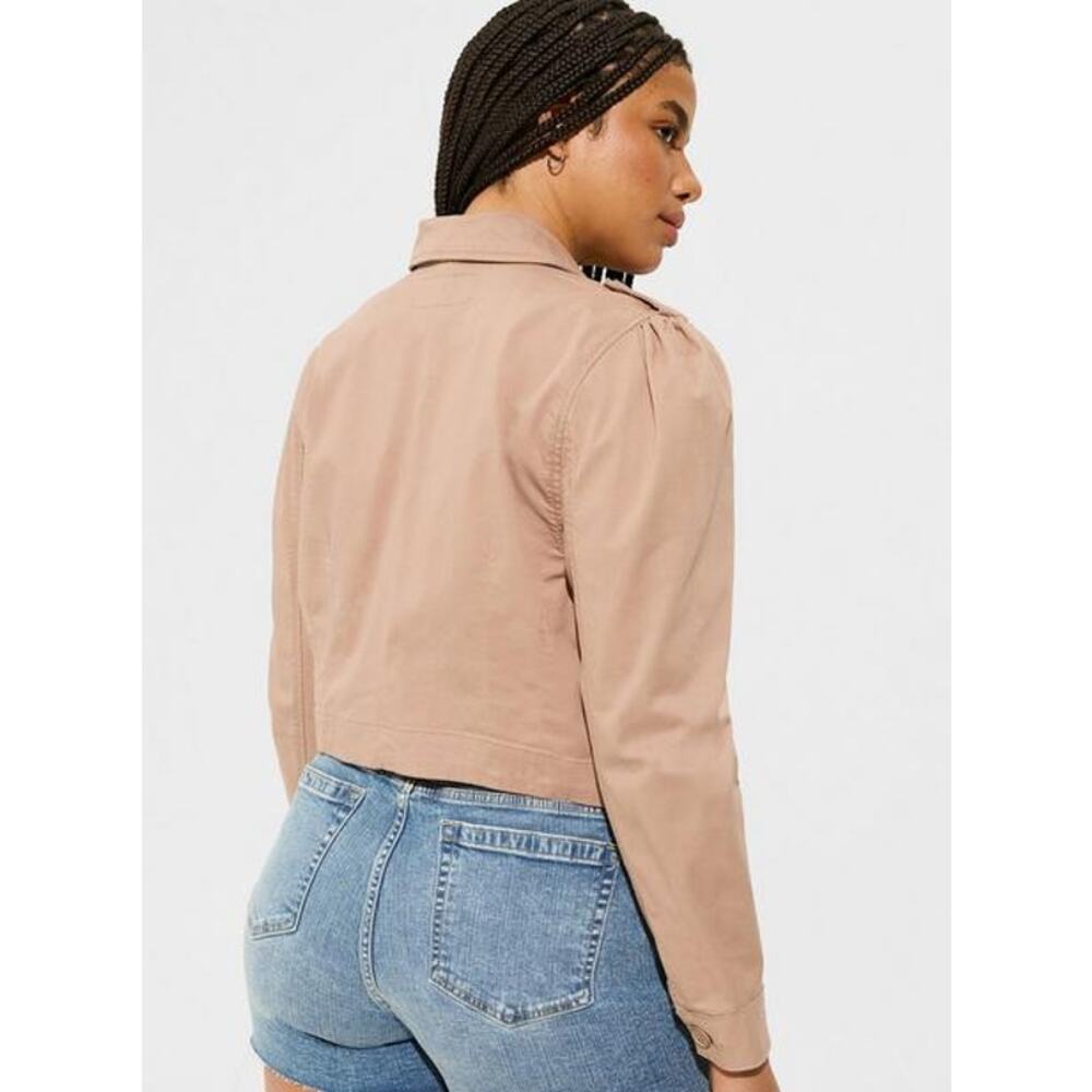 NWT Torrid Lightweight Twill Army Trucker Jacket in Stucco Women's Size 4x - Picture 2 of 8